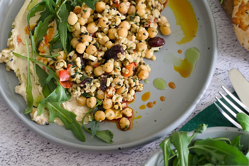 Mediterranean salad with falafel and hummus at Chopt