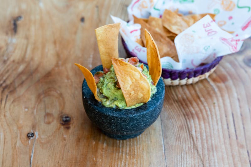 House-made guacamole with fresh tortilla chips side