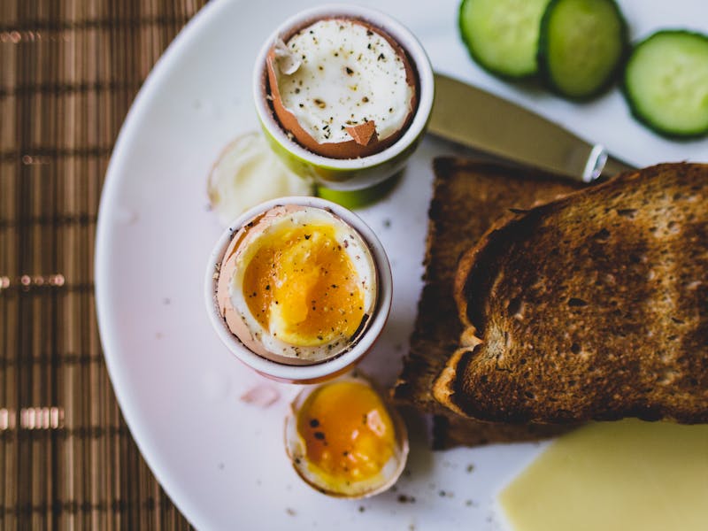 Organic hard boiled eggs as a protein side add-on